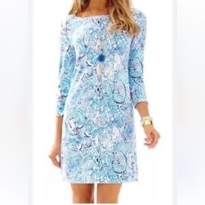 Lilly Pulitzer Sophie Dress Lucky Trunks Blue And White